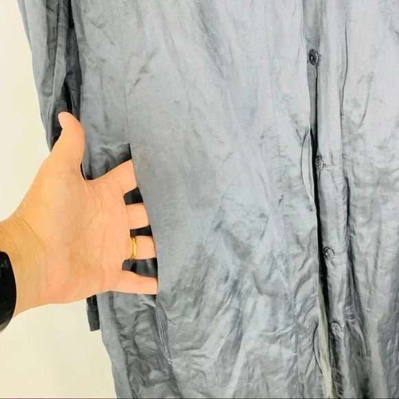 Eileen Fisher steel satin crinkle metallic jacket - Picture 12 of 12